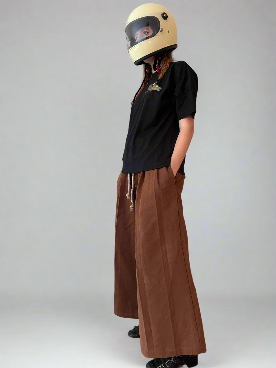 Wide Leg Pleated Trousers Russet
