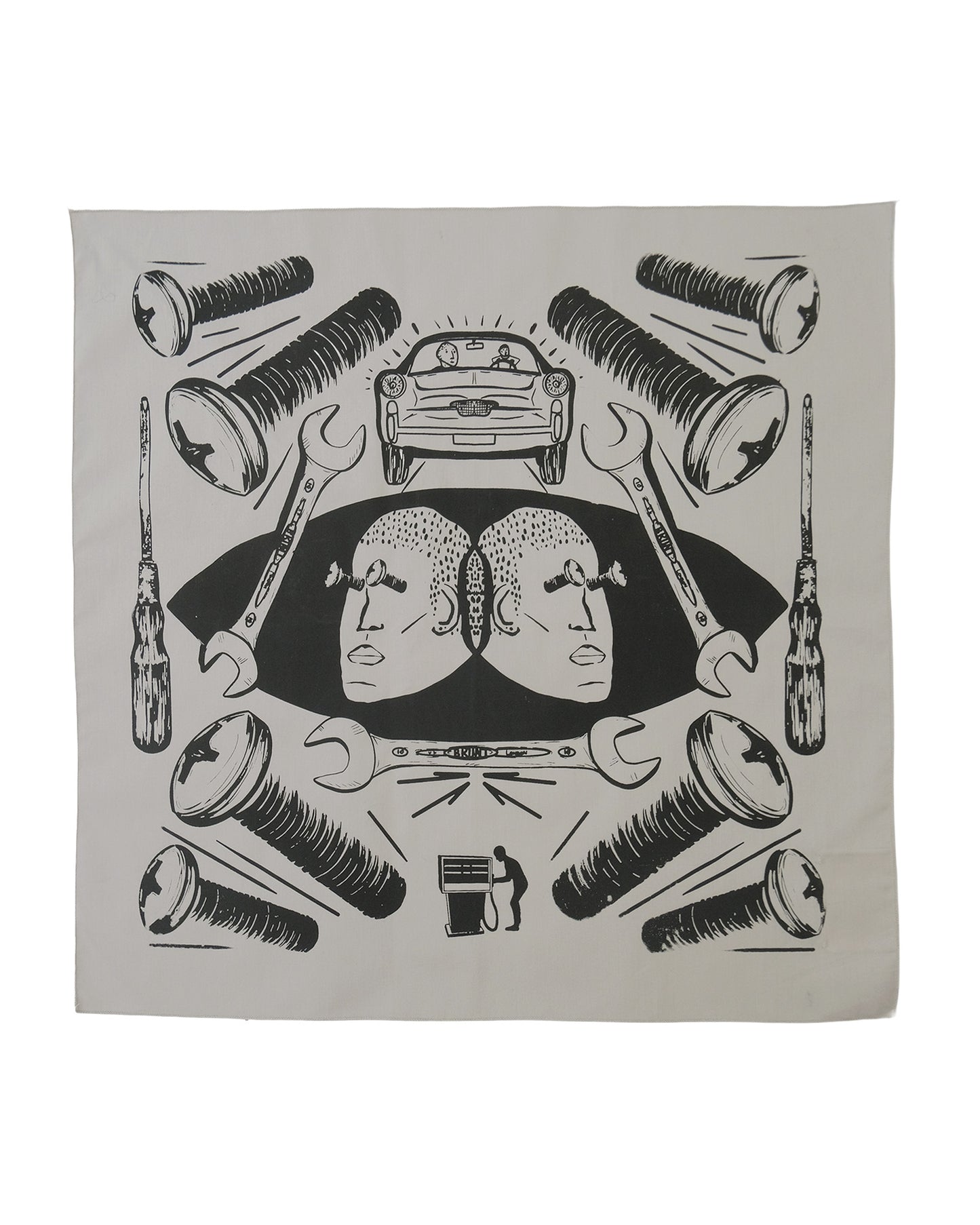 Nuts and Bolts Bandana Silver