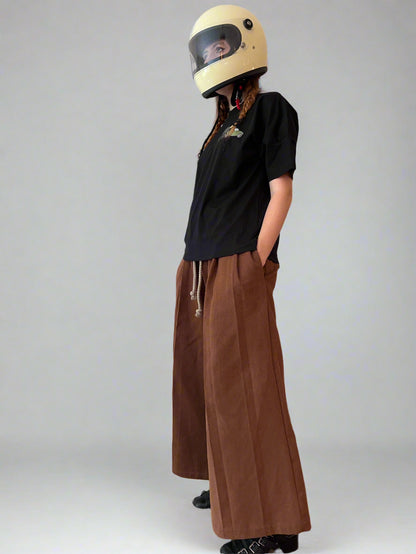 Wide Leg Pleated Trousers Russet