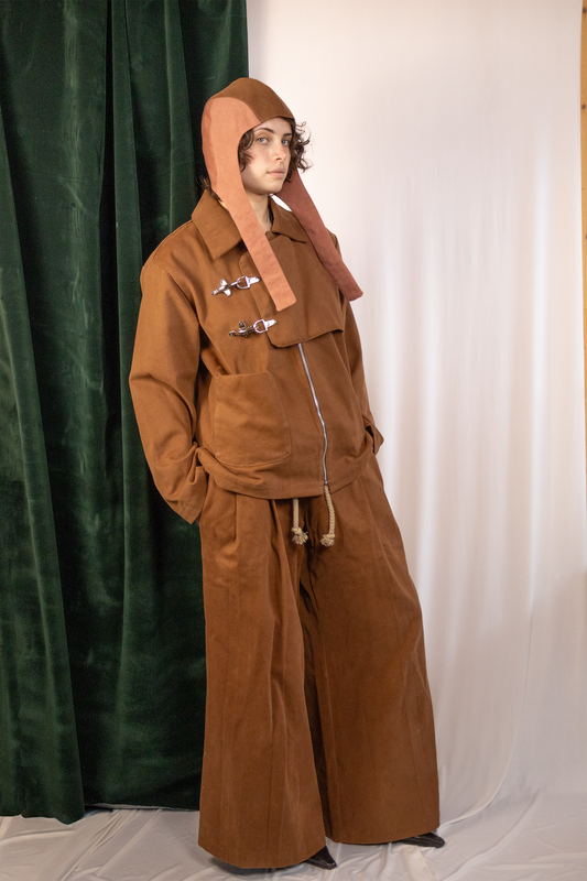Wide Leg Pleated Trousers Russet