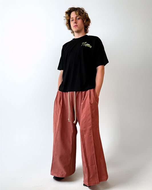 Wide Leg Pleated Trousers Dusty Pink